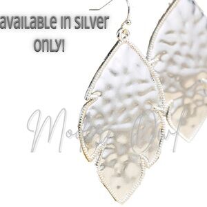 Hammered Silver Textured Leaf Dangle Earrings